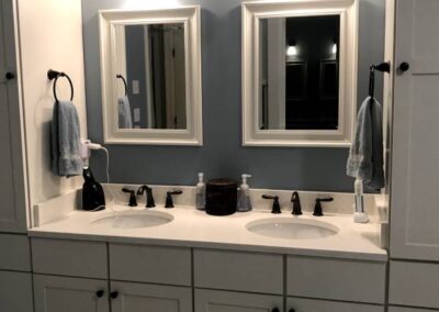 A Large Bathroom With A Double Sink Vanity.